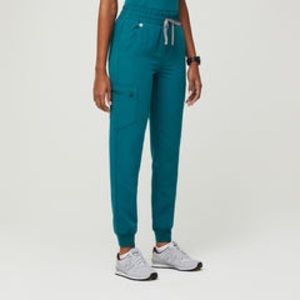 FIGS High Waisted Zamora™ Jogger Scrub Pants in Pacific Blue (size L) NWT